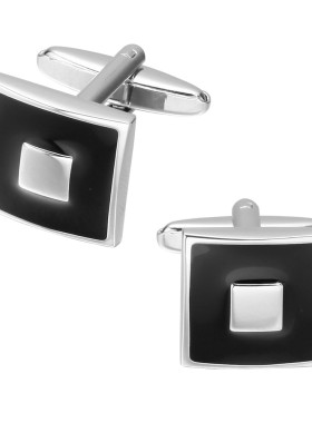 新款黑色滴油正方形袖扣 法式长袖衬衫袖钉 衬衣配饰Cufflinks