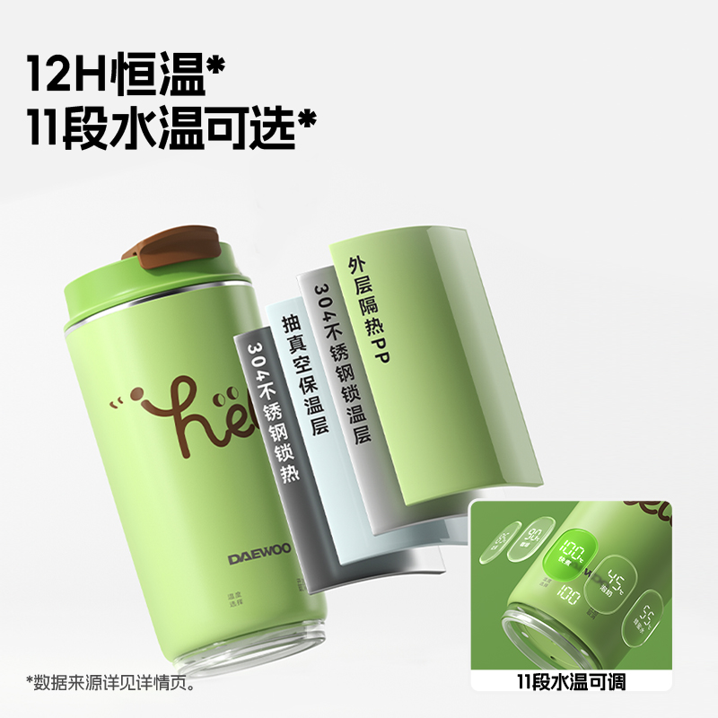 【所有女生直播间好物复购】大宇烧水杯哈喽杯保温加热杯小型便携