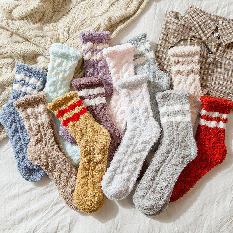 中筒加绒秋冬季家居冬天珊瑚绒袜子 bejirog北极绒博跃短袜/打底袜/丝袜/美腿袜