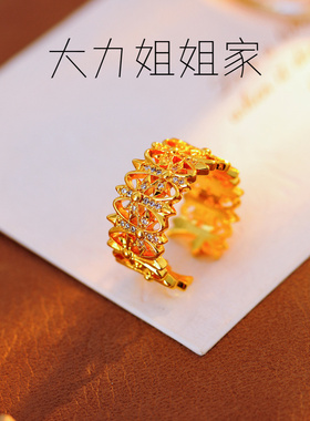 闪钻十字架开口戒时尚中性高级设