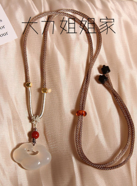 新中式国风白色如意平安扣吊坠项链女古风禅意锁骨链挂绳配饰