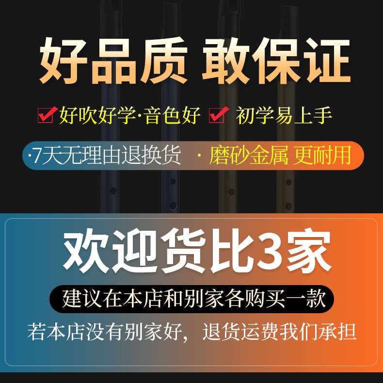 爱尔兰哨笛初学者入门学生演奏6孔c/d调专业新款金属直竖笛子乐器 - 图3