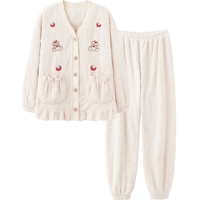 思莉太太珊瑚绒加厚加绒2021年睡衣 思莉太太睡衣/家居服套装