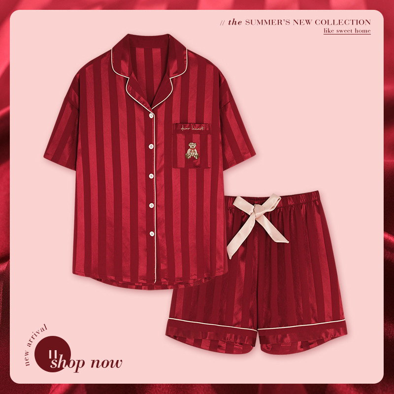 思莉太太情侣夏季冰丝新娘高级睡衣 思莉太太睡衣/家居服套装