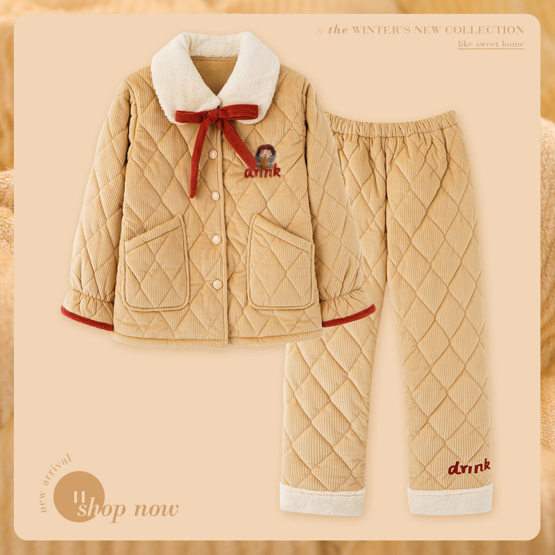 思莉太太冬珊瑚绒三层夹棉加厚睡衣 思莉太太睡衣/家居服套装