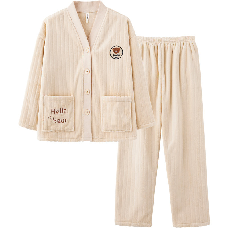 思莉太太情侣冬季珊瑚绒加绒男睡衣 思莉太太睡衣/家居服套装