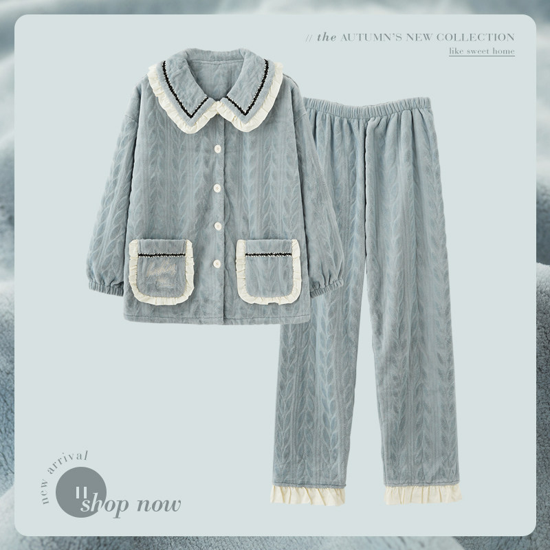 思莉太太情侣冬季女珊瑚绒睡衣 思莉太太睡衣/家居服套装