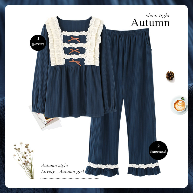 思莉太太春秋纯棉长袖公主风睡衣 思莉太太睡衣/家居服套装