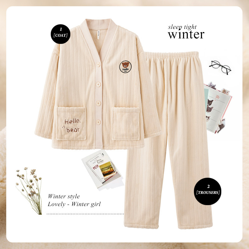 思莉太太情侣冬季珊瑚绒加绒男睡衣 思莉太太睡衣/家居服套装