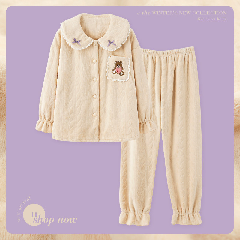 思莉太太女冬珊瑚绒可爱冬季睡衣 思莉太太睡衣/家居服套装