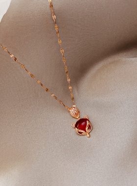 钛钢小动物现货日韩风狐狸吊坠