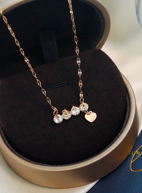 1314一生一世通体钛钢镶锆超闪锁骨链气质百搭流苏项链劲链爆款潮