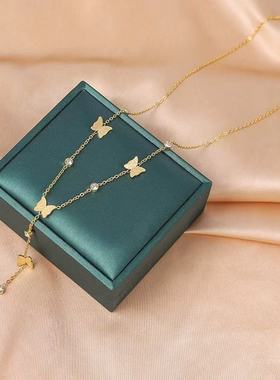 蝴蝶流苏钛钢项链女轻奢