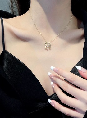 轻奢如意平安锁新中式祥云锁骨链