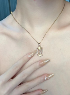 新中式精致小算盘仿猫眼吊坠项链