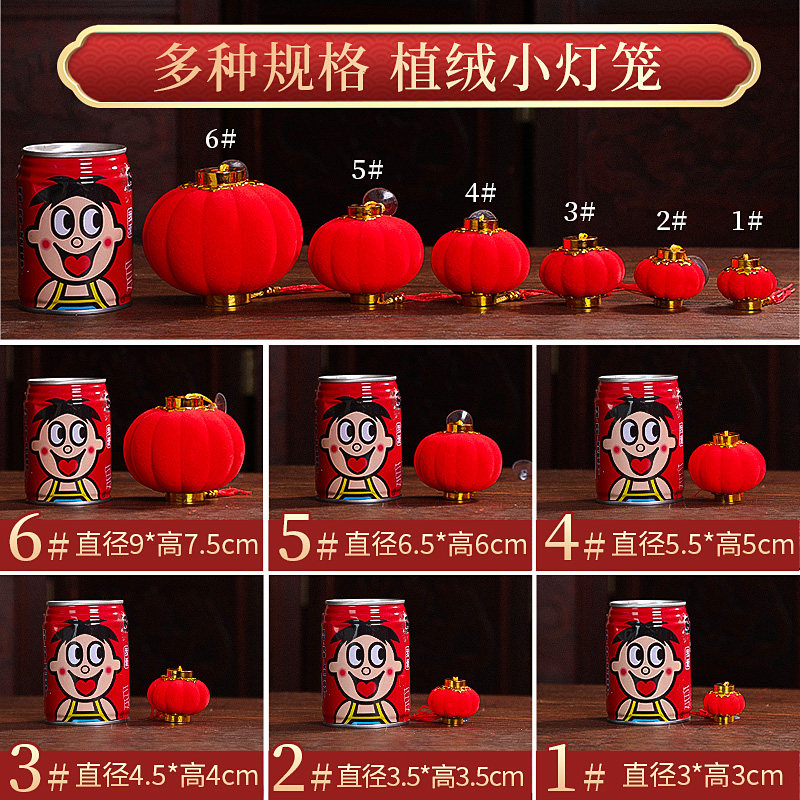 小红灯笼挂饰2025新款新年春节大门口植绒过年喜庆绿植装饰品挂件