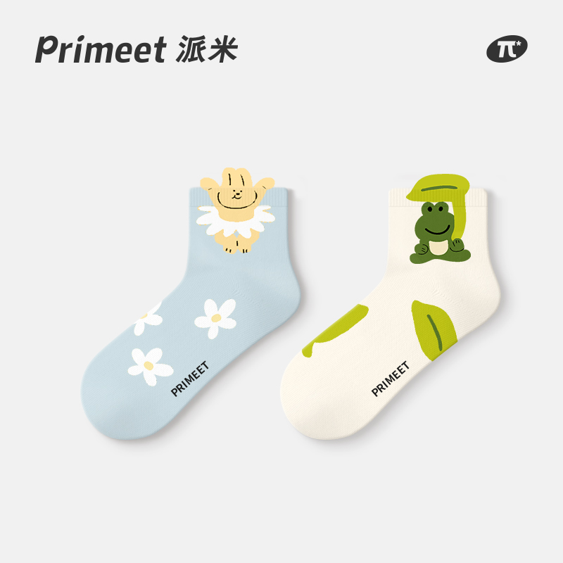 PRIMEET/派米袜子女夏季潮网红款短筒袜女士春秋运动可爱凸凸短袜-图3