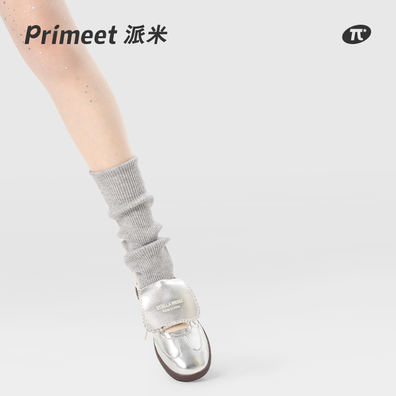 PRIMEET/派米袜套女春秋灰色格雷系腿套日系堆堆袜夏季小腿袜长袜 - 图3