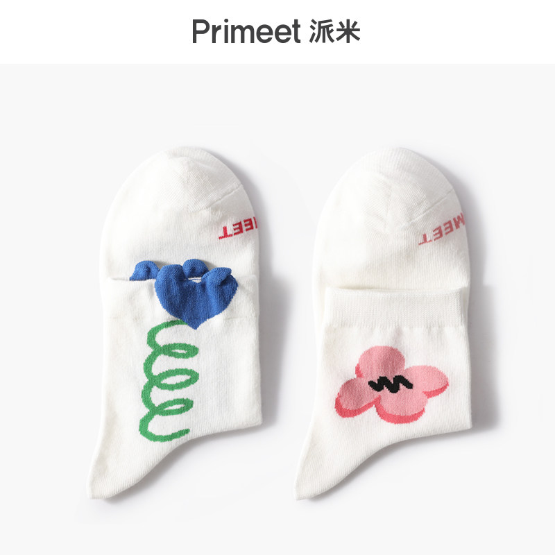 凸凸女中短筒春秋款简约风棉中筒袜 Primeet派米短袜