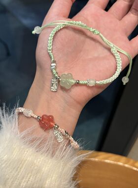 树脂国风少女梅花手链编织百搭情侣闺蜜手绳ins风小众百搭手串