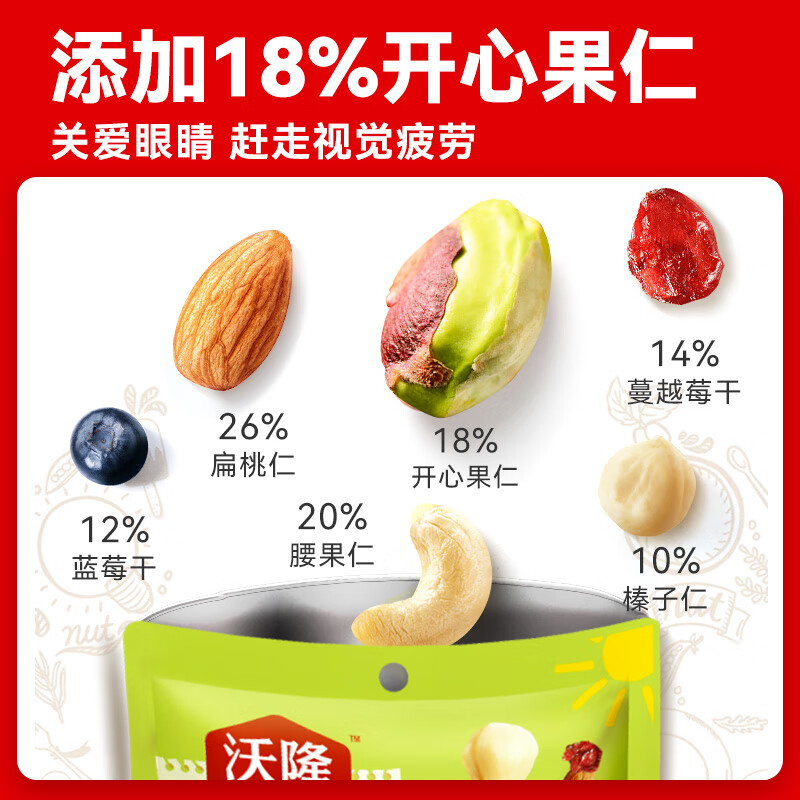 沃隆超级每日坚果750g/30袋含18%开心果仁混合干果学生零食礼盒 - 图3