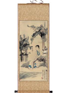 大千急流行m舟国画山水画茶楼古典装饰名家挂画茶楼壁画卷轴礼品