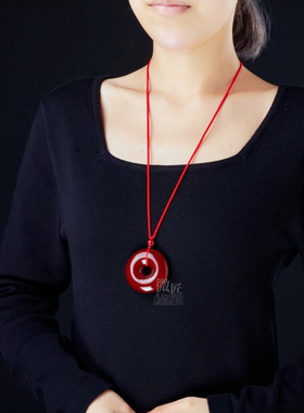 红玛瑙平安扣吊坠玉髓项链生日礼物男士女士饰品玉石玉坠玉佩圆形