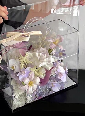 手提箱亚克力装饰器皿高级饰品盒盲盒展示盒珍珠亚克力饰品盒