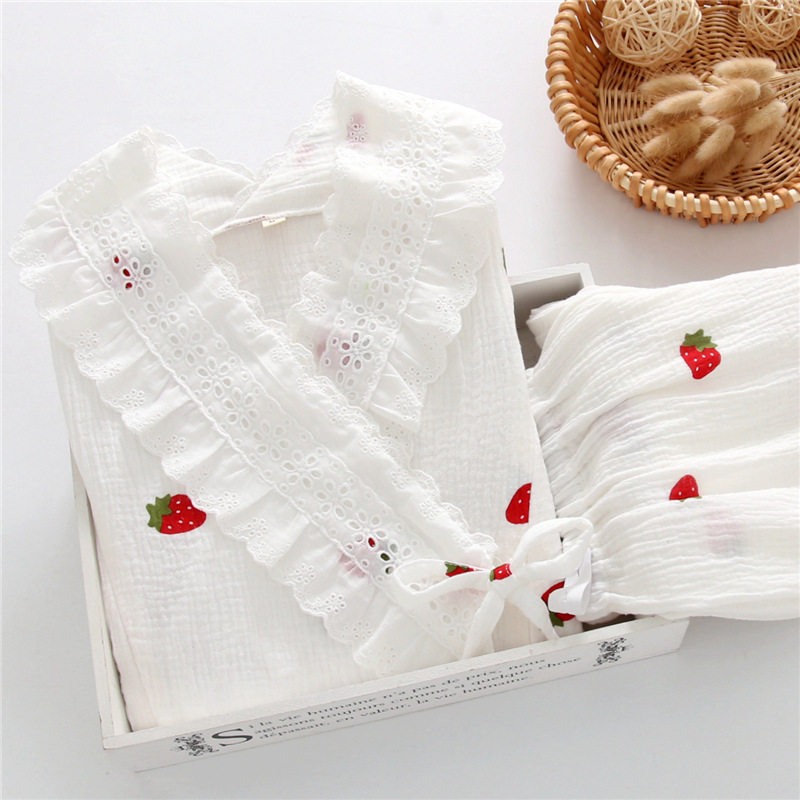 纯棉纱布月子服春秋哺乳吸汗7睡衣 古芭莱家居服套装