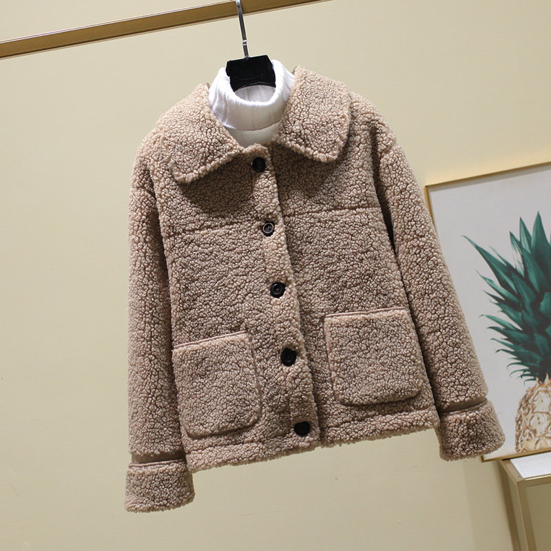 2021春秋冬年轻款颗粒羊剪绒女复合 蛮雅酷短外套