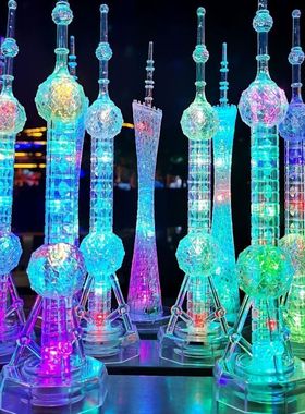 发光底座东方明珠塔小摆件