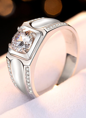 莫桑钻银镀白金戒指轻奢简约婚戒