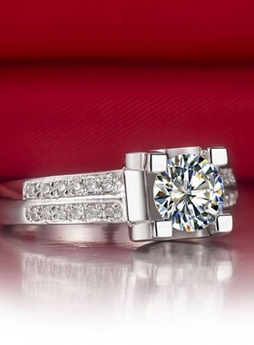 莫桑石双排牛头款钻戒克拉礼物