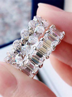 异形进口高碳钻祖母绿切割排戒