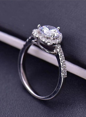 莫桑石心形戒指女925纯银镀白金