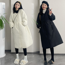 Pregnant woman coat autumn and winter outside wearing new cotton clothes loose big code cover belly and dress spring and autumn money net infrared out of winter clothing