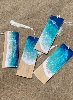 一花木原创手作 海洋书签大海 bookmark 流体画 ins风 礼品工艺品