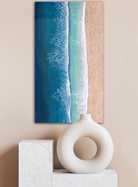 一花木手绘 waves of happiness海洋丙烯树脂简约客厅玄关装饰画