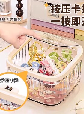 亚克力收纳盒带盖透明桌面萌粒发饰杂物宿舍书桌置物防尘整理盒子