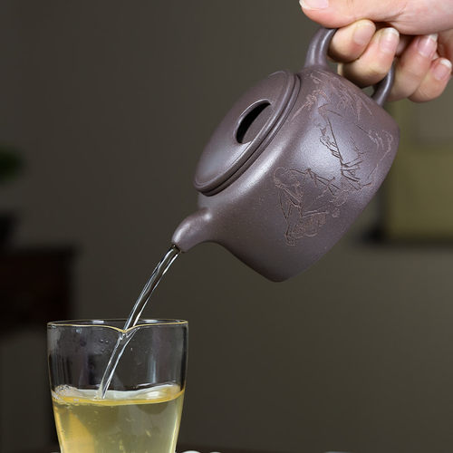 宜兴紫砂壶工艺师吴立新纯全手工天青泥家用泡茶壶茶具 牛盖莲子 - 图2