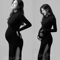 New Pregnant Woman Photos Clothing Black Knit Dress Art Photo Studio Photo A Sexy Pregnant Woman Photo Shoot