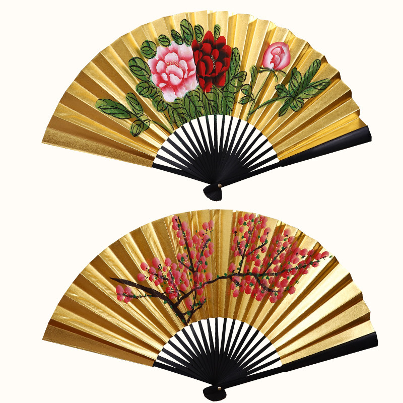 戏曲扇子贵妃醉酒k小生扇子越剧小生花旦配件金扇手绘折扇道具