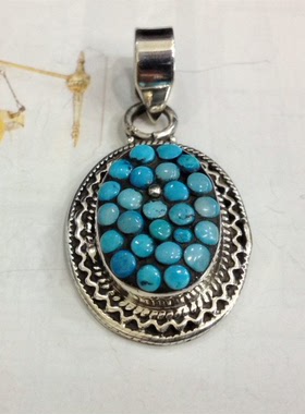 泰国绿松石波西米亚风情侣吊坠