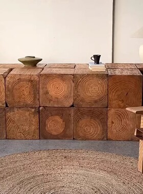 侘寂风实木圆凳客厅家用民宿装饰