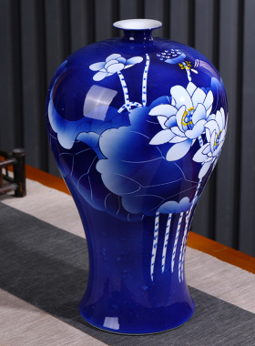 景德镇手绘颜色釉青花陶瓷花瓶