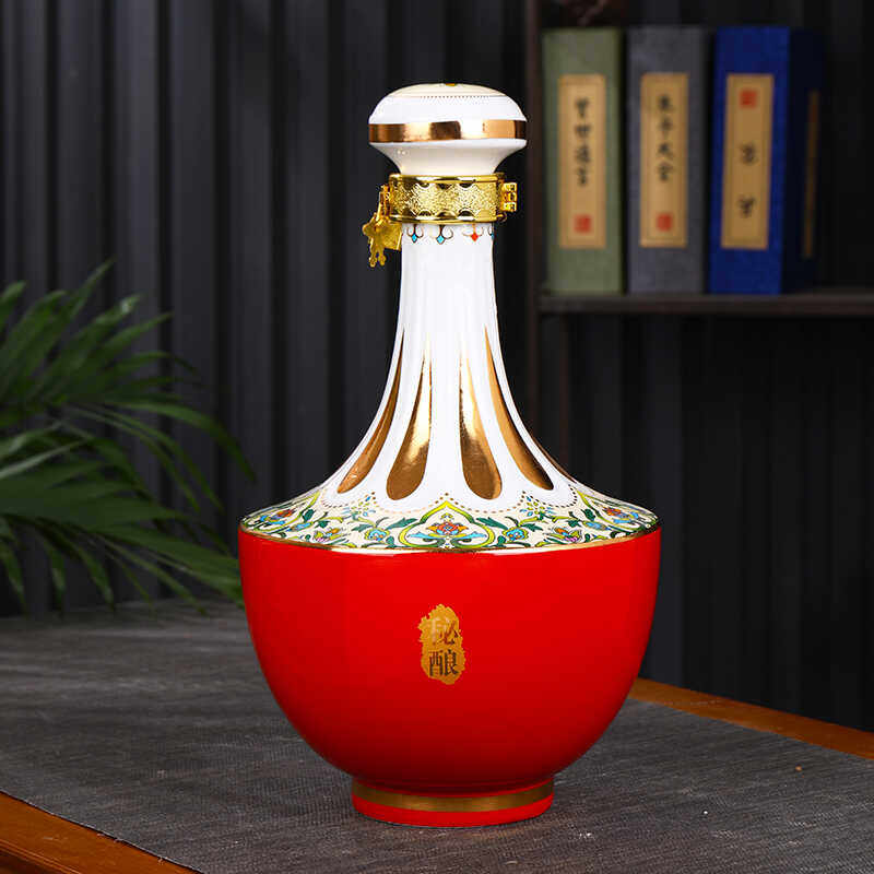 景德镇陶瓷3斤装酒瓶5斤装酒坛子滴水瓶斗彩密封白酒瓶具罐礼盒装