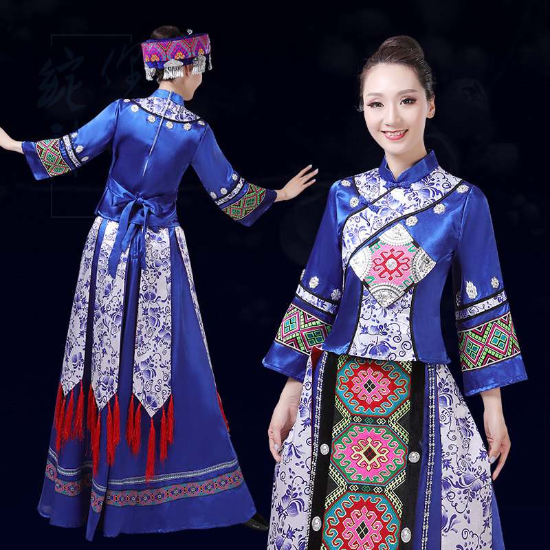 新款土家族舞蹈湘西少数民族服装女 双妃民族服装/舞台装