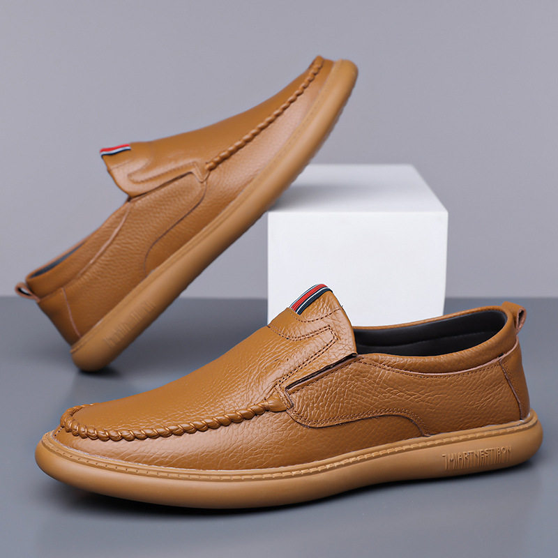 头层牛皮休闲皮鞋男2025秋新款真皮软底软面豆豆鞋百搭中老年男鞋,淘宝优惠券,粉丝福利购,淘宝优惠卷