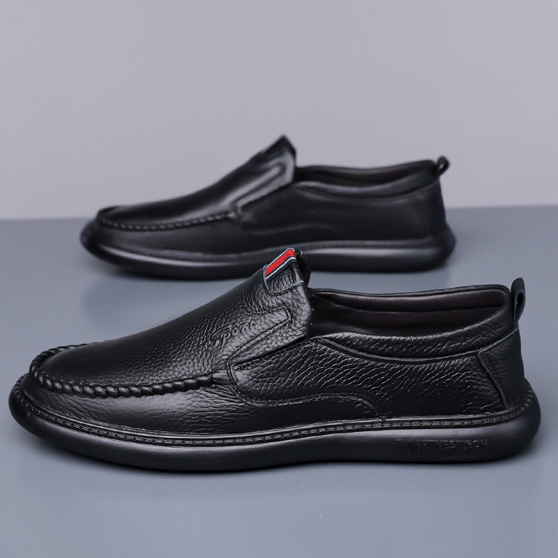 头层牛皮休闲皮鞋男2025秋新款真皮软底软面豆豆鞋百搭中老年男鞋,淘宝优惠券,粉丝福利购,淘宝优惠卷