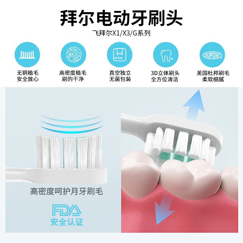 适用于拜尔拜耳supins电动牙刷头BAIR G201/X3系列小白001S/A8 - 图1